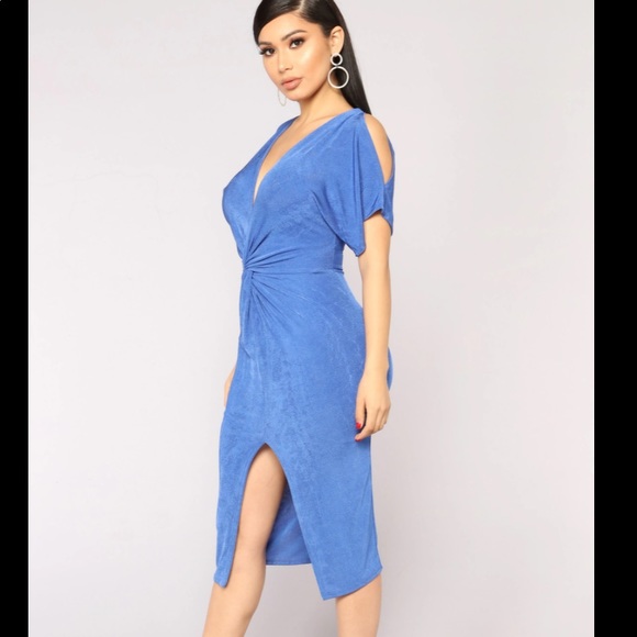 Blue Midi Knot Dress - Picture 3 of 4